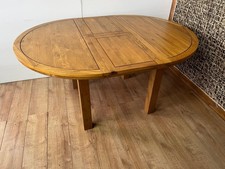 6 Seater Round Extendable Dining Table, Knightsbridge Rustic Solid Oak R:3