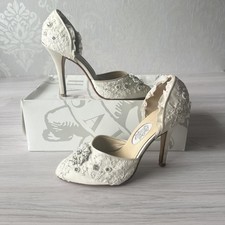 HASSALL Bridal Shoes PEARL DRIFT Ivory Lace Beading UK Size 5 RRP £210 Pre-Loved