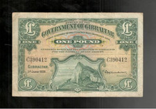 Gibraltar, 1938, £1 Pound, SCARCE 1st Date! P-15a, CRISP VF!