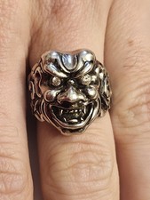 Stephen Webster Sterling Silver Japanese Warrior Mask with Diamonds Men's Ring 