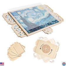 VEVOR 1500-Piece Rotating Puzzle Board with 5 Drawers & Cover - 34x25 Inch Table