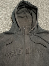 Triumph Hoodie Jacket Men XL Cotton Black Full Zip Spell Out Logo Motorcycles