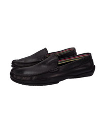 Moshulu Mens Black Loafers Size 9 Leather Flat Shoes Comfort Lightweight Smart