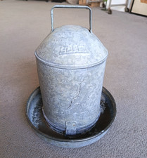 Vintage Galvanized Metal Poultry Chicken Feeder Eltex