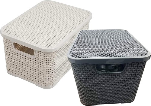 Cream grey rattan effect - grey,