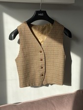 100% Wool Tweed Waistcoat Country Clothing Size 10 Fitted