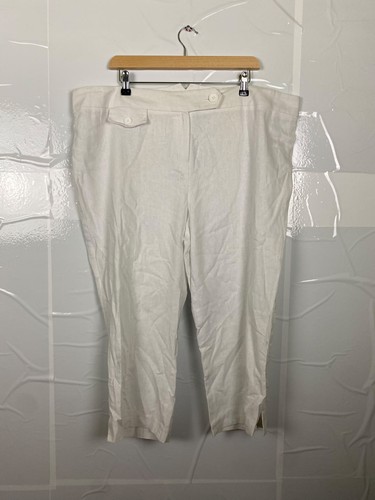 Evans white linen blend - white, crop