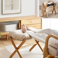 Modern Footstool Foldable Footrest Stool with Bamboo Leg & Soft Pad Living Room1