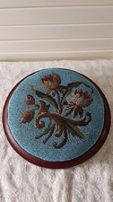 Antique round beaded footstool