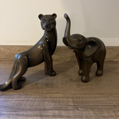 Bronze tone elephant panther - bronze,