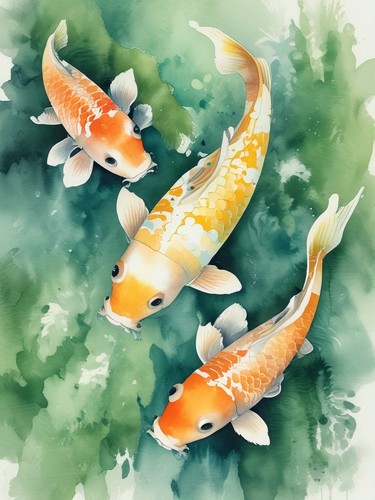 Koi fish watercolour loose - koi,