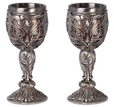 Sacred Cat Goblet Set of 2, Feline Familiar, Chalice Cup Gothic, Alchemy England