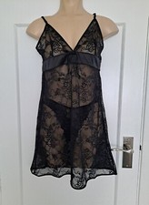 Black negligee thong set - thong,