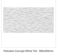 Polesden Concept White Tile 500x250mm - Kitchen/Bathroom - x20 Whole, x19 Broken