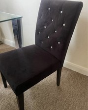 4x Black Velvet Dining Chairs-