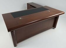 Large Executive Office Desk 3 piece Set Walnut Real Wood Veneer DES-1861