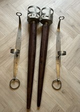 Medieval Metal And Wooden Wall mounted sconce / Candle Holders - Large! x2