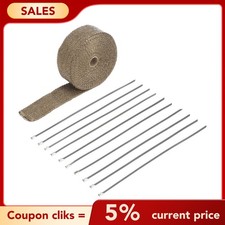 Titanium Gold Heat Wrap Tape Exhaust Insulating Downpipe Manifold 10 Ties 10M