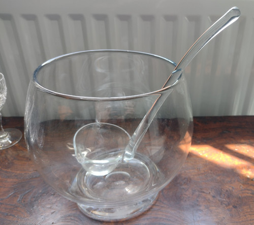 Punch bowl and - punch, ladle