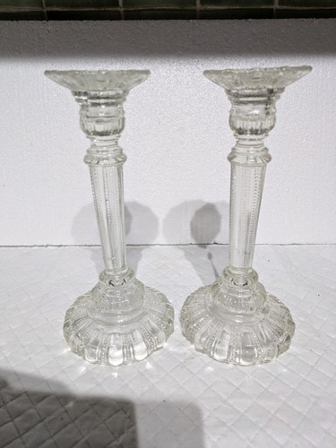 Pair vintage pressed glass - pair,