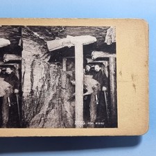 Coal Mine Stereoview 3D C1895 Walsall W.Mids Coalfield Pit Props Deployed Miners
