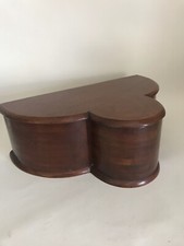 Vintage Wooden Box Lidded Brass Hinges Bow Fronted Unusual Shape Keepsake Box