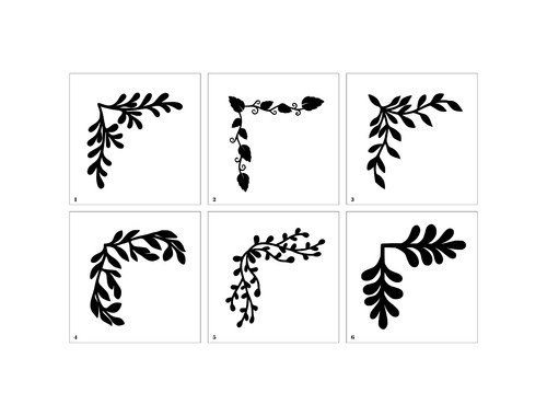 Leaf border corner stencils - border,