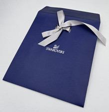 Authentic Swarovski Blue Gift Bag 21cm x 18cm x 8 with Grey Ribbon Bow with SEAL