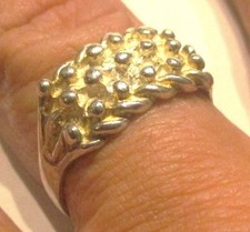 STERLING SILVER OLD VINTAGE RETRO 3 ROW KEEPER RING SIZE U