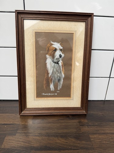 Vintage framed terrier oil