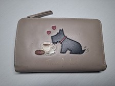 Radley Beige Genuine Leather Bifold Wallet Purse Time for Tea Card Holder Bag