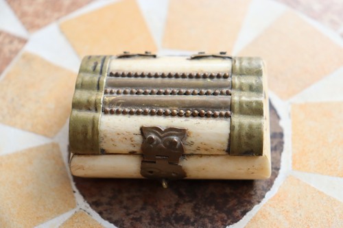 Vintage carved brass mounted - carved,