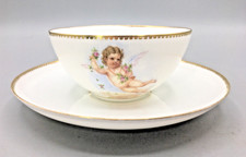 Royal Copenhagen Teacup & Saucer Mark From 1870-1890 Cherub White Antique