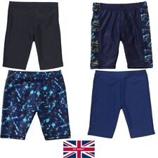Boys School Swim Shorts Jammers Longer Length Sports Training Plain Printed H2O