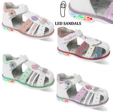 Light up GIRLS SANDALS shoes LEATHER insole LED Flashing 3-7UK BABY OCCASION..