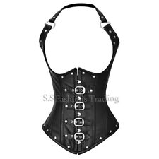 Underbust Steampunk Goth Style Leather Corset Studs & Steel Boned Retro Corset
