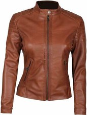 Women Tan Brown Leather Jacket