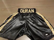 Roberto Duran SIGNED Autographed Custom Black BOXING  TRUNKS JSA CERTIFIED