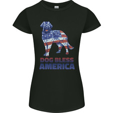 Dog Bless America USA Womens Petite Cut T-Shirt