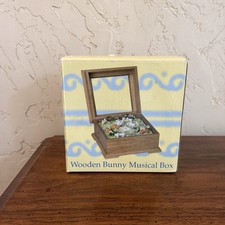 Wooden Bunny Musical Box New In Box