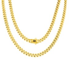 14k Yellow Gold Miami Cuban Royal Monaco Link Chain Necklace 5mm-17mm, 16"- 30"