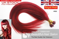 7A 16"-22" Pre Bonded Stick I Tip Remy Human Hair Extensions Double Drawn 1G UK 