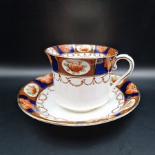Vintage Antique Heathcote China Imari colour Tea Cup Saucer Duo 