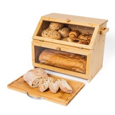 Bamboo bread bin - bamboo, double