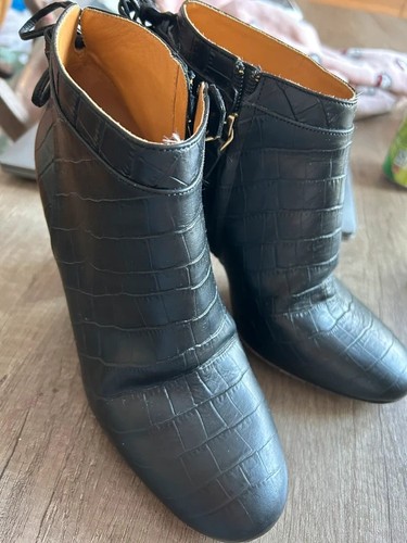 Sezane booties croc pattern