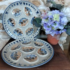 2 x Oyster Plates Hand Painted