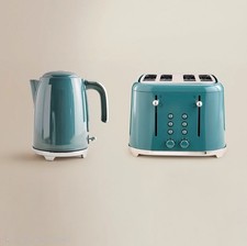 Kettle Toaster Kitchen Set Teal Blue Retro Stylish Vintage UK