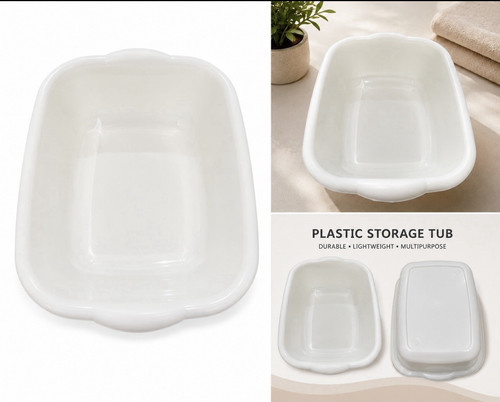 White plastic washing bowl - white,