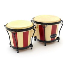 World Rhythm Oak Bongos, 6” & 7” Heads in Natural and Red Stripe Bongo Drums