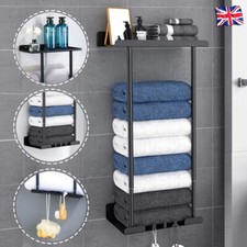 Wall Mounted Towel Rack Bathroom Towel Storage Organizer Metal Shelf Holder